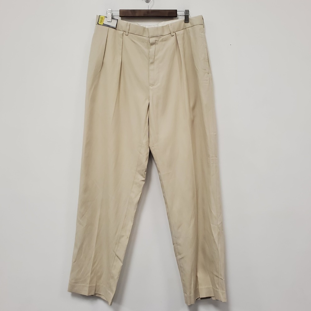 Polo Golf Ralph Lauren Mens Chino Pants Size 36L Cotton Silk Linen Pleated